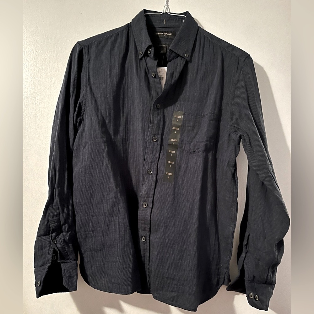 Brand New Banana Republic Button Down Long Sleeve Shirt Navy Blue